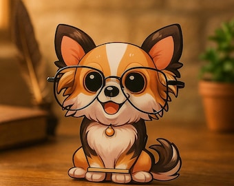 Portavasos de madera con forma de Corgi – Organizador de escritorio
