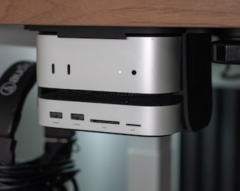 Soporte para Mac Mini M4 bajo escritorio con base de acoplamiento – Soporte para Mac Mini y base de acoplamiento Ugreen – Configuración que ahorra espacio