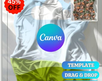 Fleece Blanket Mockup Bundle: Canva Template (Digital Download)