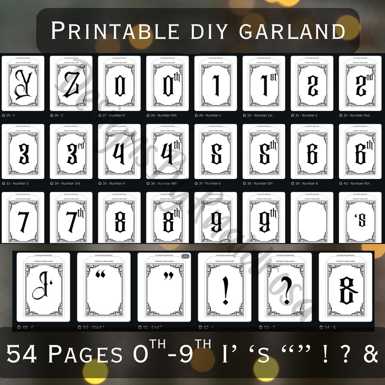 Gothic Alphabet Printable Banner Kit | DIY Garland (PDF Pattern) - Etsy