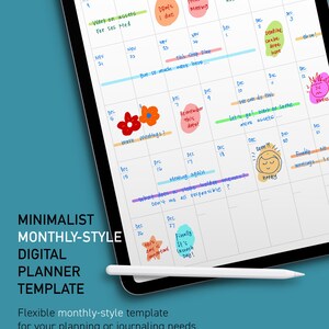 Minimalist Monthly-Style Digital Journal Planner Template