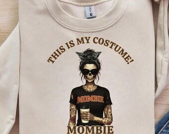Mombie Halloween PNG: grappig zombiekostuum, Mom Coffee-ontwerp (digitale download)