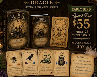 PRE-ORDER - Spirit Animal Oracle Deck with Guidebook | 52 Animal Cards | Crystal Correspondences | Intuition & Spiritual Guidance