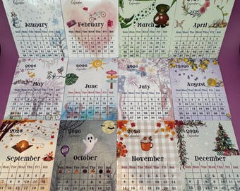 2026 Fridge Magnet Calendar – Original Seasonal Art, 4x5 Inches