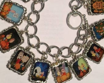 Great Pumpkin Charlie Brown, Linus, Lucy Altered Art Bracelet