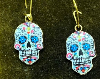 Sugar Skull Earrings, Dia de los Muertos Earrings, Day of the Dead Earrings