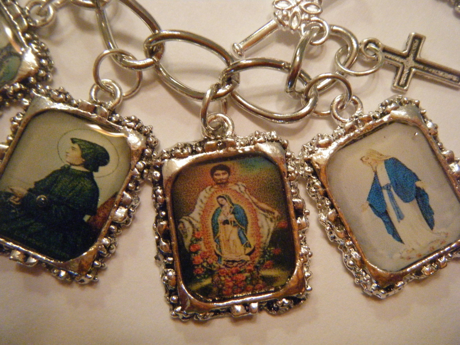 Catholic Saints Altered Art Charm Bracelet