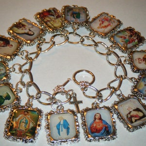 Catholic Saints Altered Art Charm Bracelet