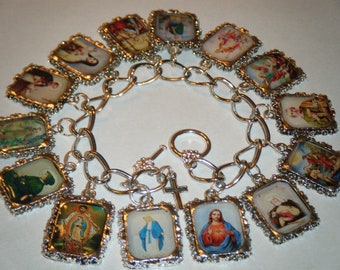 Catholic Saints Altered Art Charm Bracelet