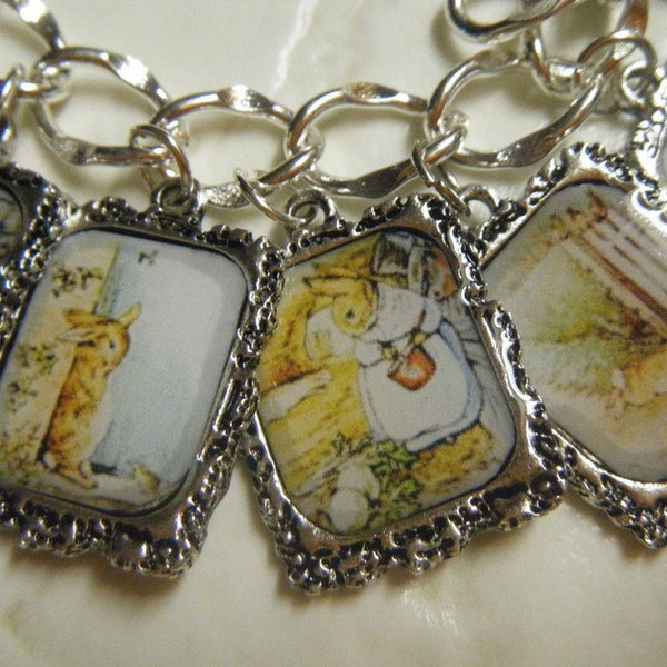 Peter Rabbit Charm Bracelet Altered Art Made to Order