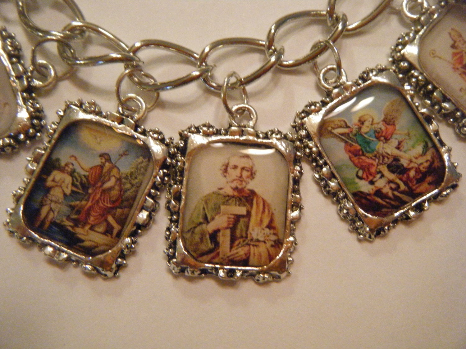 Catholic Saints Altered Art Charm Bracelet