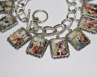 Catholic Stations of The Cross Altered Art bracelet Handmade when you Order