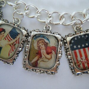 Charm Bracelet Vintage Patriotic July 4th Altered Art image 2