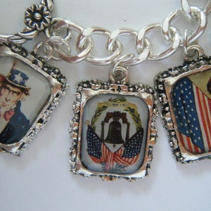 Charm Bracelet Vintage Patriotic July 4th Altered Art image 3