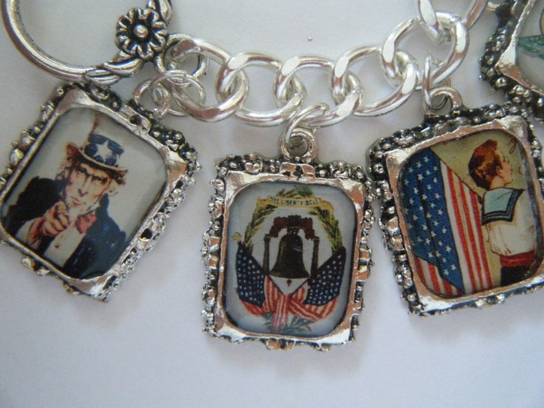 Charm Bracelet Vintage Patriotic July 4th Altered Art image 3