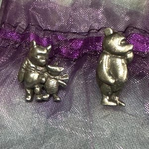 Vintage Danforth Pewter Classic Winnie the Pooh & Piglet Lapel 2 Pin Set Disney Tie Pin