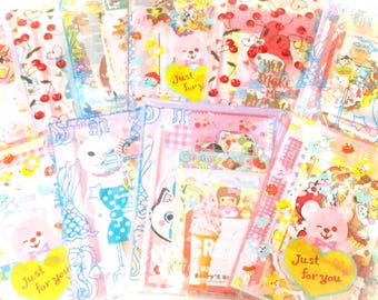 110pcs Kawaii stationery grab bag Kawaii sticker flakes Kawaii Japanese brand memos Cute stationery Journal Mail art Penpal craft supplies