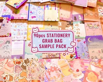 90pcs Kawaii stationery grab bag Stationery sample Kawaii flake stickers Kawaii loose memo sheets Cute stationery Japanese letter sets