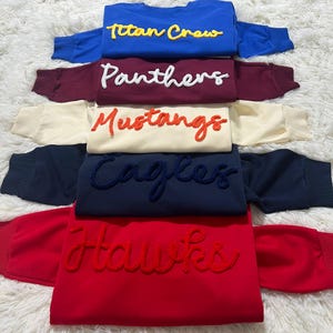 Custom Mascot Chenille Hoodie, 3D Embossed Team Logo Sweatshirt, Personalized Varsity Spirit Pullover, School Pride Gift