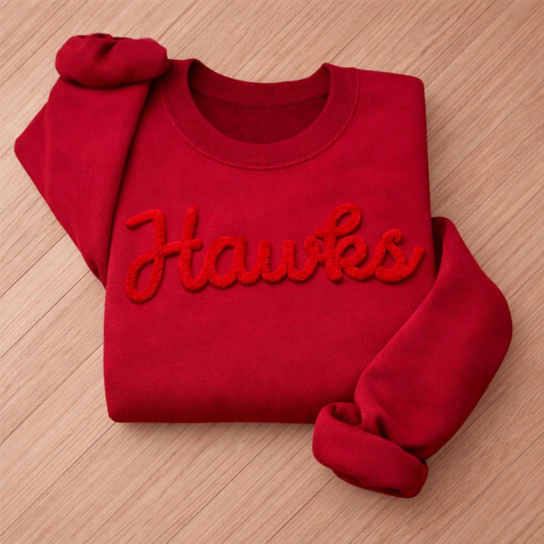 Custom Chenille Embroidery Team Name Sweatshirt, Personalized 3D Writing For Companies, Em