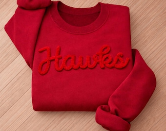 Custom Chenille Embroidery Team Name Sweatshirt, Personalized 3D Writing For Companies, Embossed Mascot Shirt, School Sports