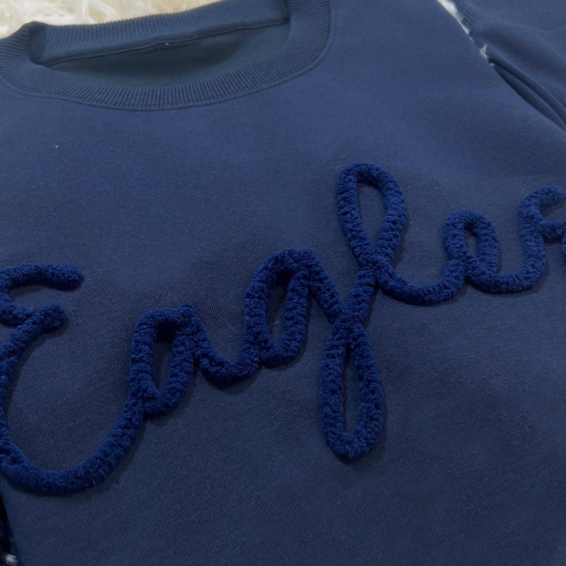 Custom Chenille Lettering Team Name Sweatshirt, Embossed Mascot Sweatshirt, Custom School Sweatshirt, Gift Idea, 3D Chenille Embroidery image 6