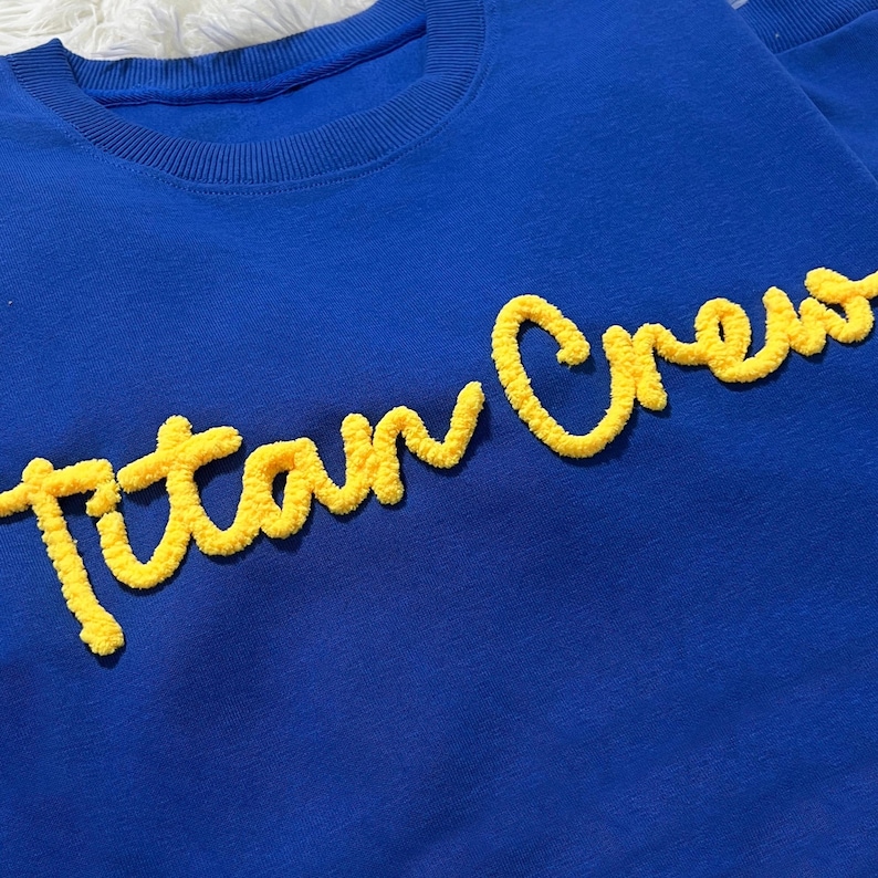 Custom Chenille Lettering Team Name Sweatshirt, Embossed Mascot Sweatshirt, Custom School Sweatshirt, Gift Idea, 3D Chenille Embroidery image 5