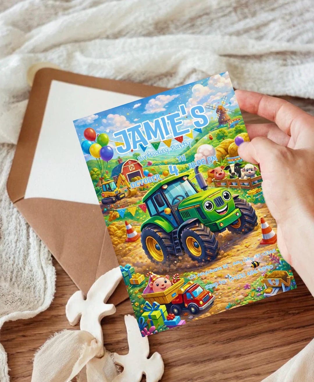 Tractor Birthday Invitation | Farm Birthday Party Invite | Barnyard ...