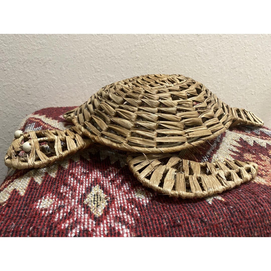 VTG MCM Wicker Turtle Footstool Ottoman Stool 70s Boho Retro Rattan - Etsy
