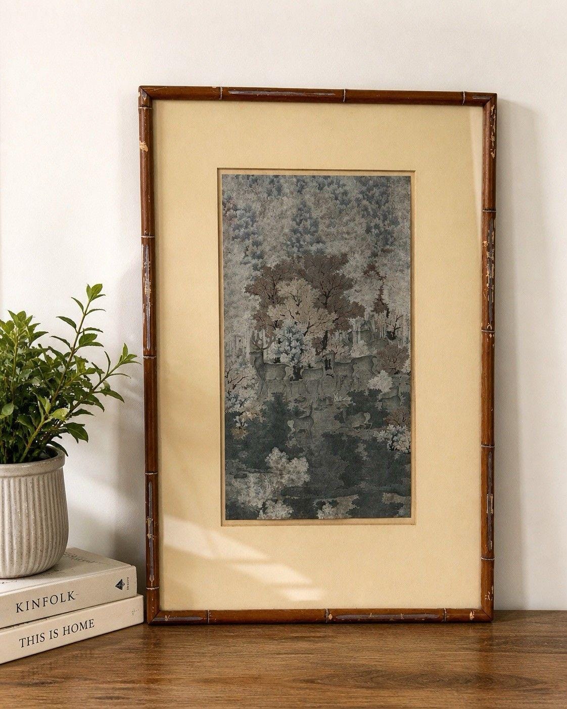 竹の絵画 金色フレーム付き Amazon.com - Poster Palooza 40x30 Frame Gold Bamboo Wood Picture