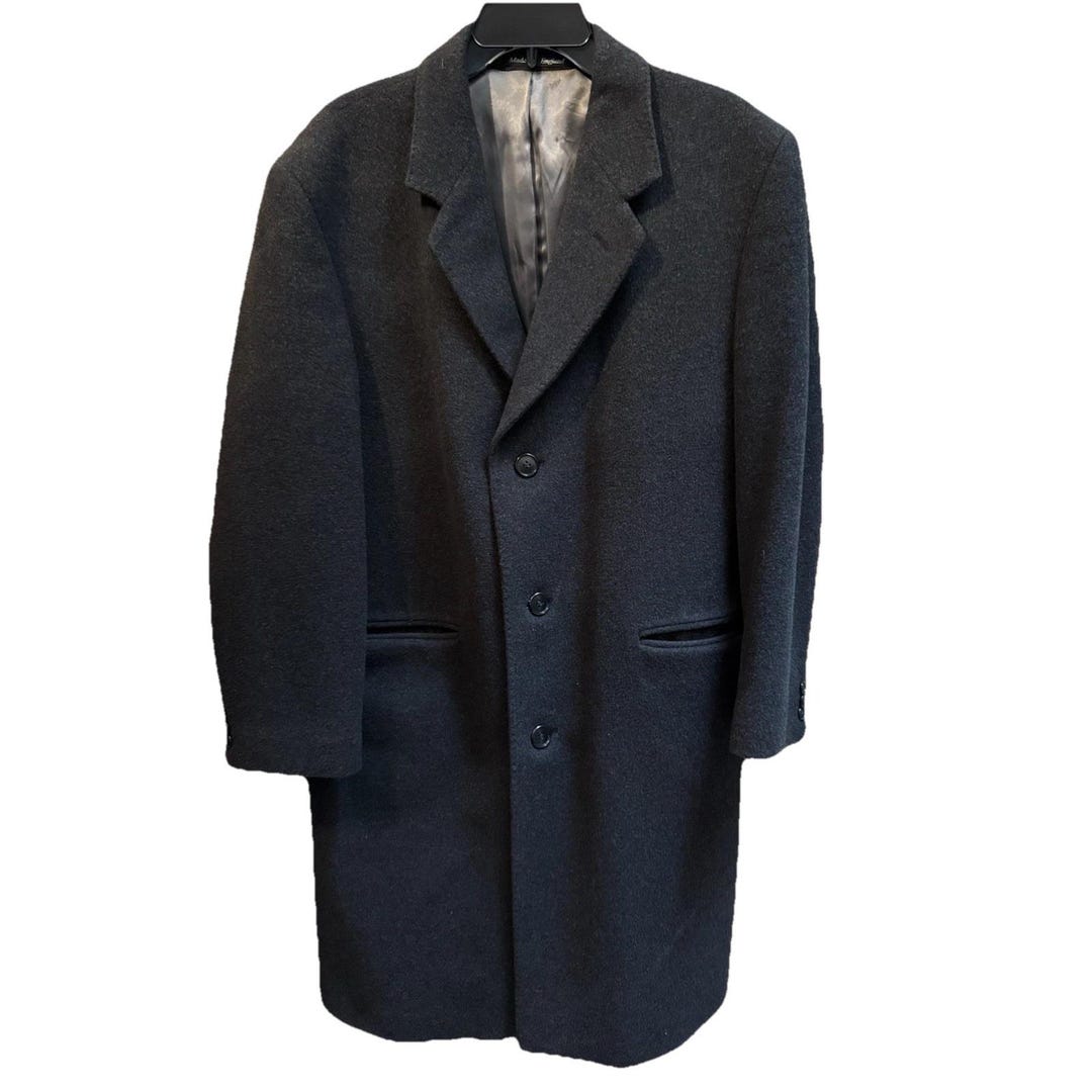 Marc Jeffries England Gangster Men's Overcoat – 44R, Wool, Dark Grey ...
