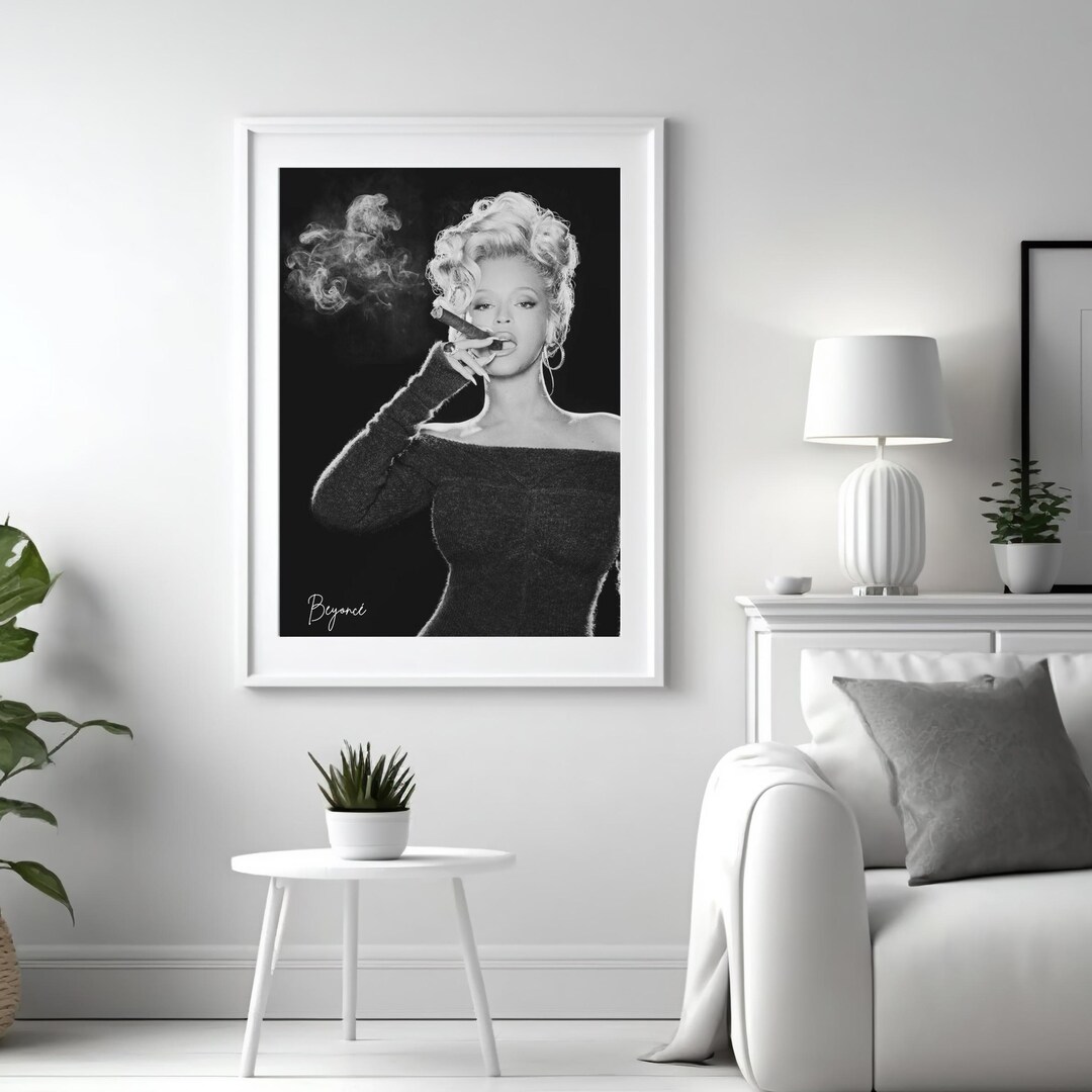 Beyoncé Black & White Glam Wall Art Print – Retro Hollywood Portrait ...
