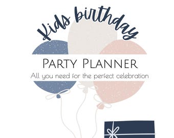 Planificador de fiestas de cumpleaños infantiles, PDF imprimible de 10 páginas, descarga digital