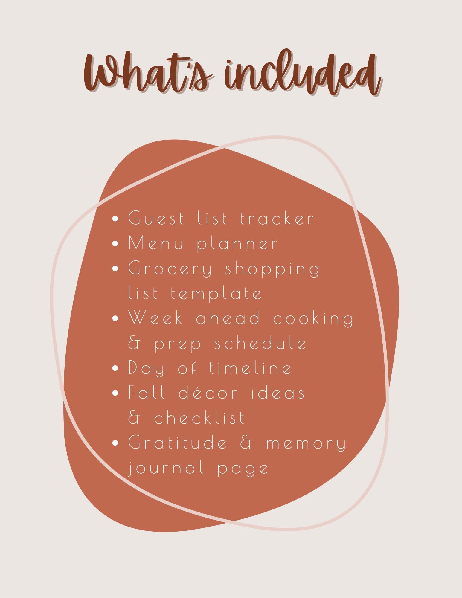 Thanksgiving Host Planner | Menu, Guest List, Checklist (PDF) - Etsy
