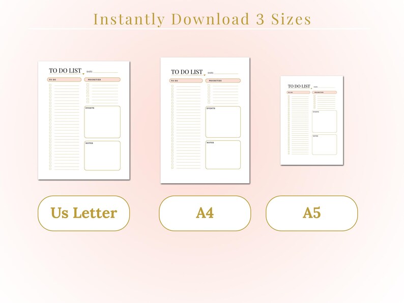 Task Size Paper To-do List | Printable Simple Tasks List Template, Minimal Design | A4 ...