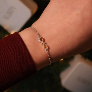 Citrine & White Topaz Sterling Silver Bracelet | Adjustable Gemstone Jewelry