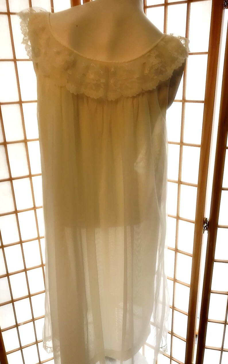White Chiffon Vintage Nylon Nightgown Val Mode