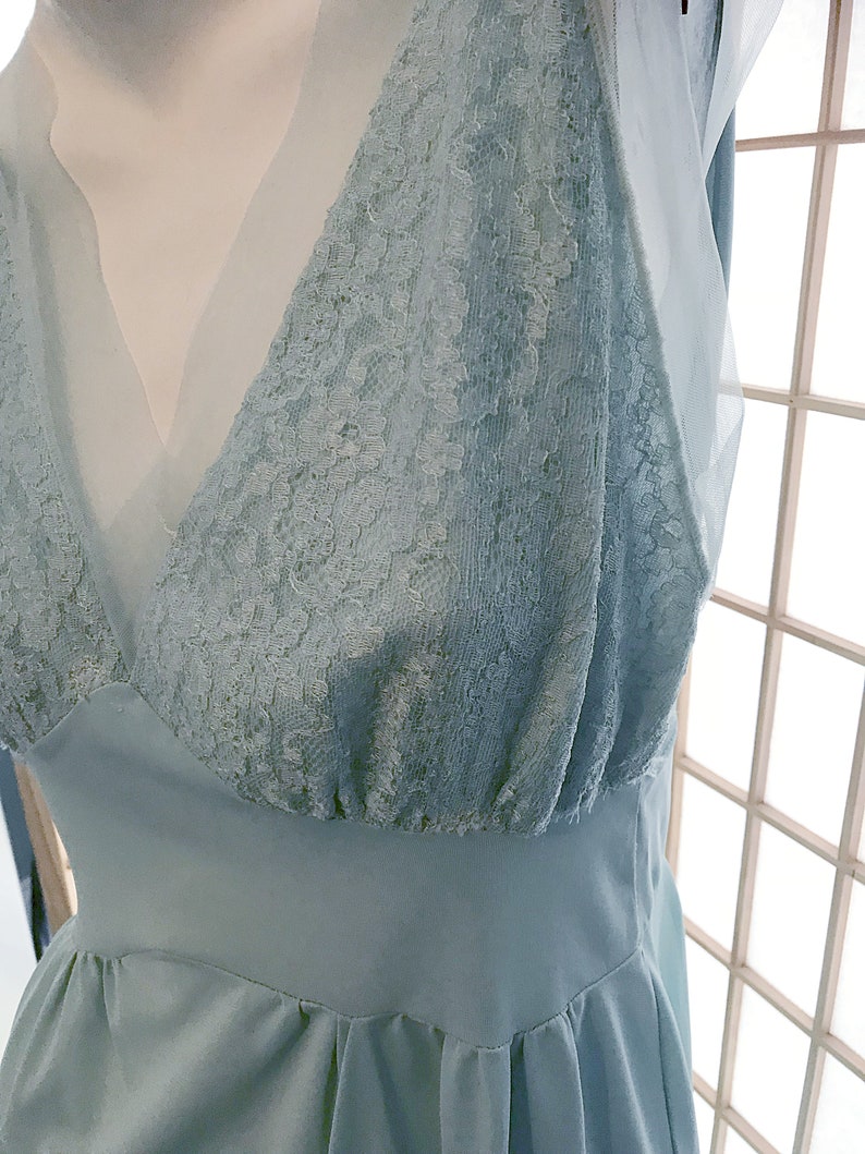 Baby Blue Vintage \\long Nylon Nightgown