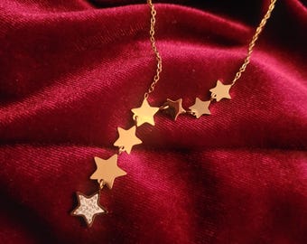 18ct Gold Plated Star Necklace: Waterproof Stainless Steel, Gift for Her, Celestial