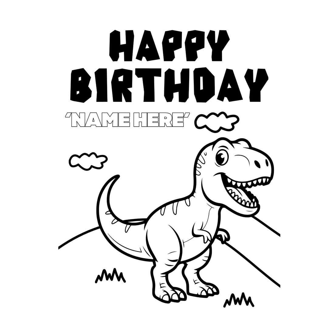 Happy Birthday Personalized Template - DINOSAUR Coloring Page ...