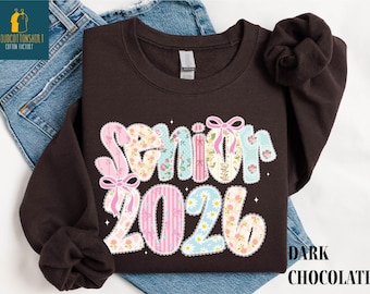 Senior 2026 Sweatshirt, Class of 2026 Shirt, Coquette Senior Sweater, Graduation Gift, Cute High School T-Shirt, Coquette Bow Tee