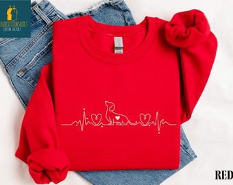 Dog Heartbeat Graphic Sweatshirt, Dog Dad Shirt, Dog Owner Gifts, Animal Lover Sweater, Heart T-Shirt, Vet Graduation Gift