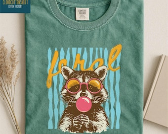 Camiseta de mapache salvaje, sudadera con meme divertido, suéter de mapache divertido, camiseta con ambiente veraniego, regalo para amantes de los mapaches, camiseta Comfort Colors