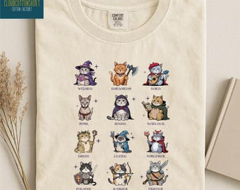 Camiseta de Dungeons and Cats, sudadera retro de DnD, camiseta divertida de gatos de D&D, suéter divertido de gatos, camiseta de colores cómodos para juegos de rol