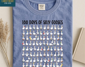 100 Days of Silly Gooses Shirt, Gift for Teacher, Funny 100th Day of School Sweatshirt, Goose Lover Sweater, Comfort Colors T-Shirt