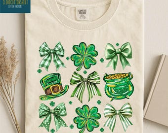St Patrick’s Day Bow Shirt, Shamrock Bow Sweatshirt, Lucky Sweater, Irish Holiday Tee, Irish Bow Shirt, Comfort Colors T-Shirt