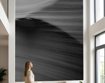 Sandstone Waves Mural, Abstract Vertical Nature Texture Art, Terracotta Grey Gold