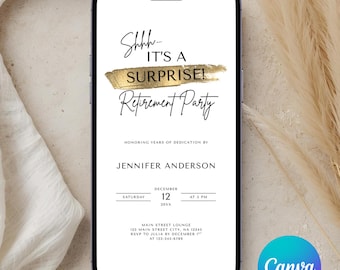 Editable It's a Surprise Retirement Party Invitation Template, Modern ...