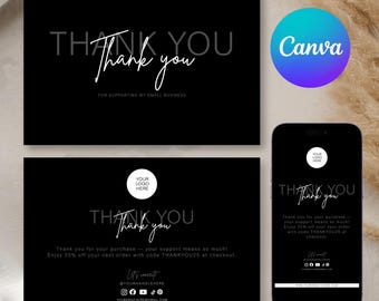 Editable Minimal Business Thank You Card Template Printable and Mobile Digital