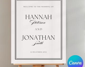Editable Luxury Old Money Wedding Sign Template, Modern Elegant Cream & Black Wedding Poster, Vintage Canva Printable